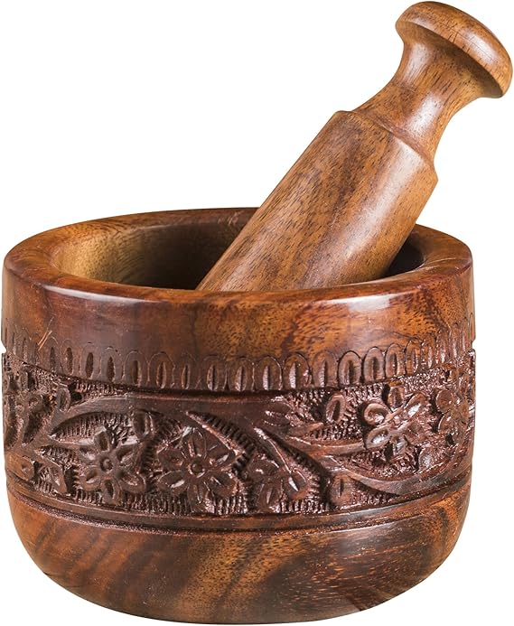 Rusticity® Indian Rosewood Antique Mortar & Pestle Mixing