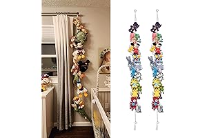 80" Cotton Canvas Hanging Animal Storage Chain for Stuffed Animals with 20 Clips
