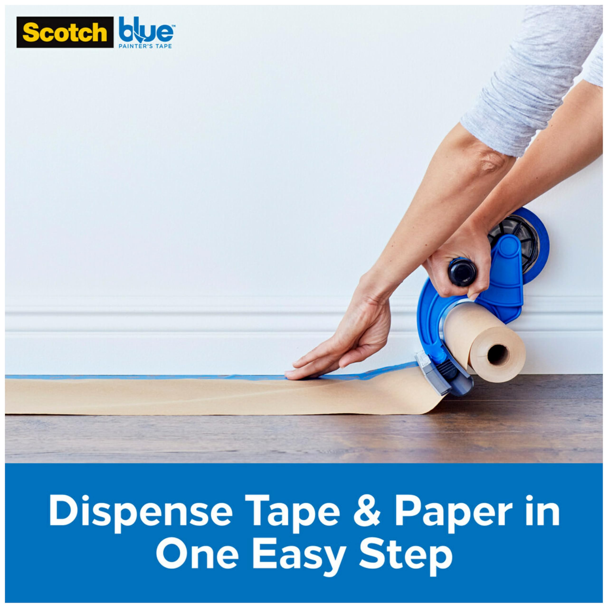 ScotchBlue 3M M1000 El Maskesi El Kapağı, Kapak Kağıdı için, Tüm Yapışkan Bant Genişlikleri için, Bıçaksız 1 Dispenser, Maskeleme Bandı ve Kağıt