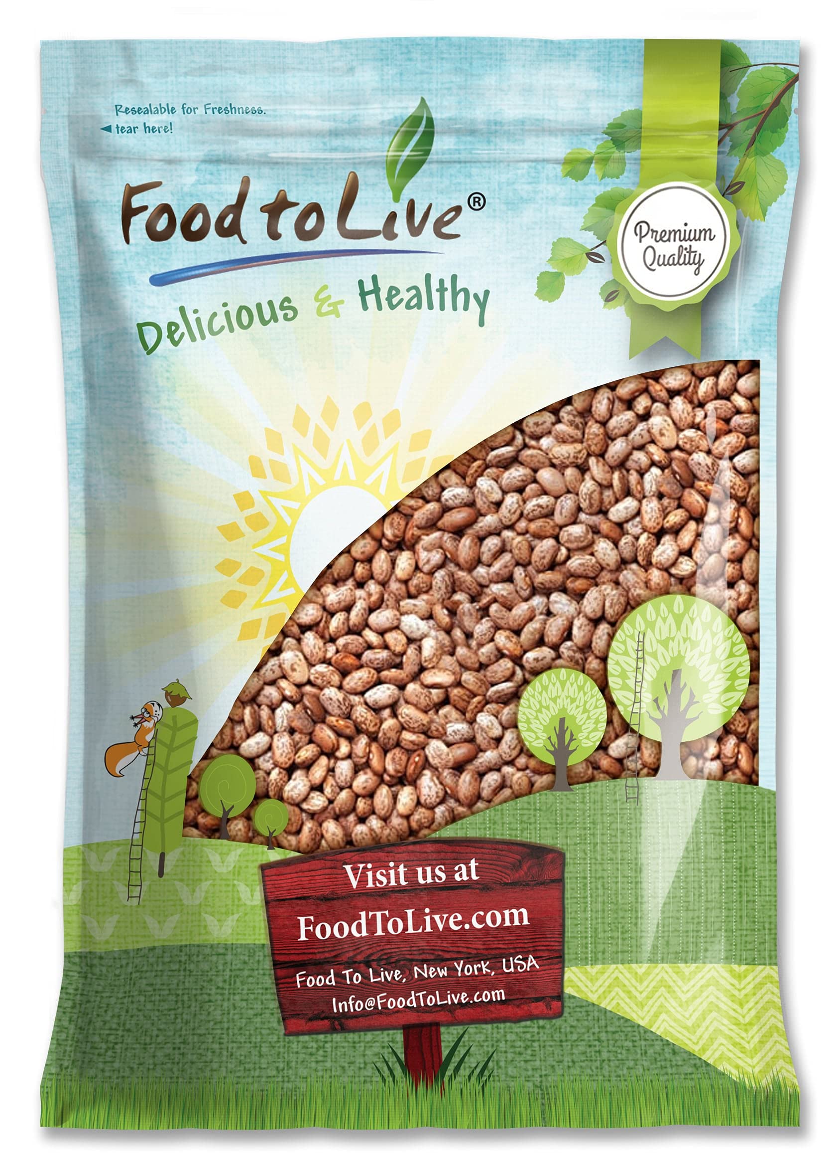 Food to Live Pinto Beans, 10 Pounds Dried, Sproutable, Vegan, Kosher, Bulk Frijol Seeds. Good Source of Protein, Folate, Copper, Thiamin. Low Sodium, Low Fat. Great for Soups, Chili, Stews.