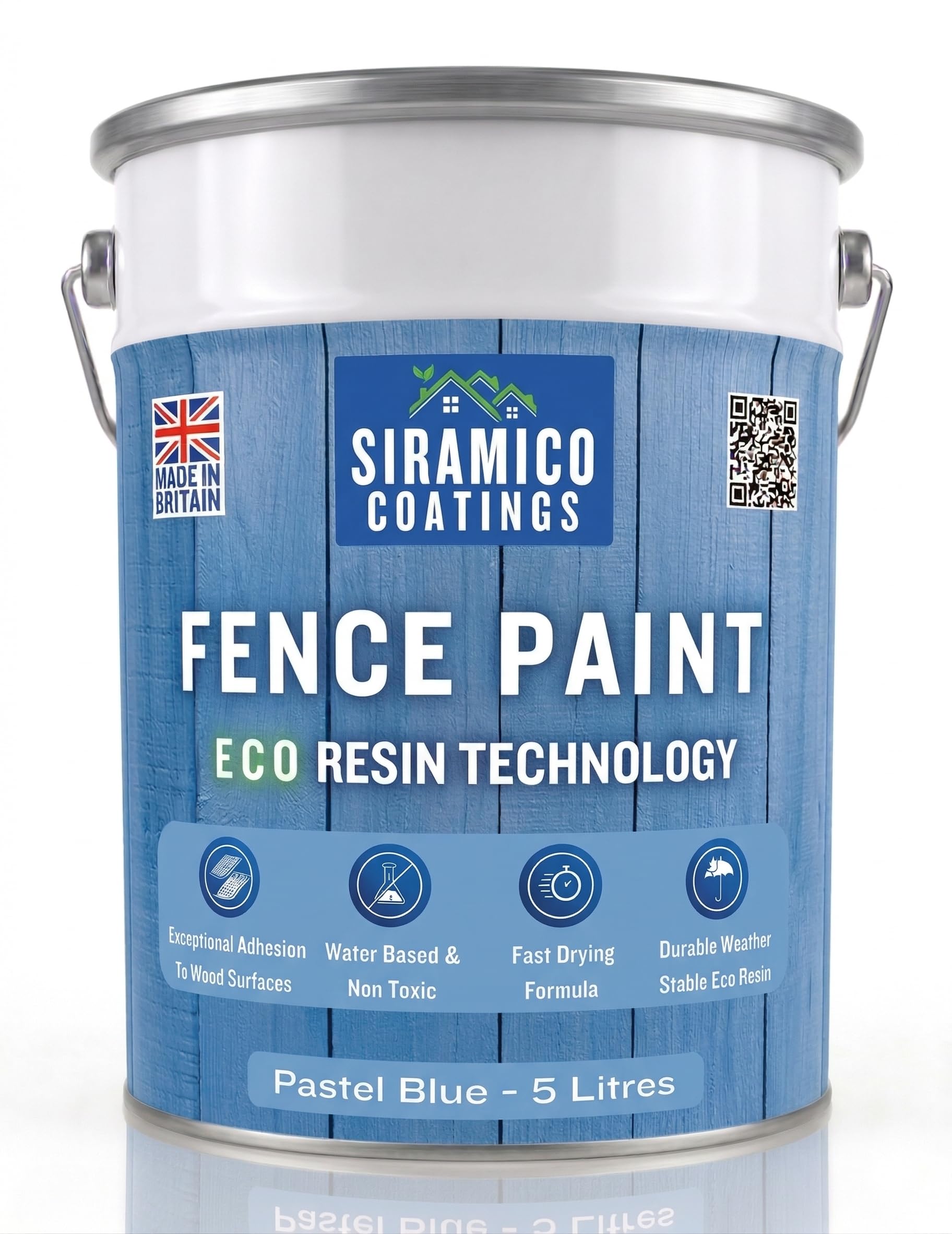 B&Q -  Premium Fence Paint5 LitresWaterbased Eco Resin TechnologyPastel Blue