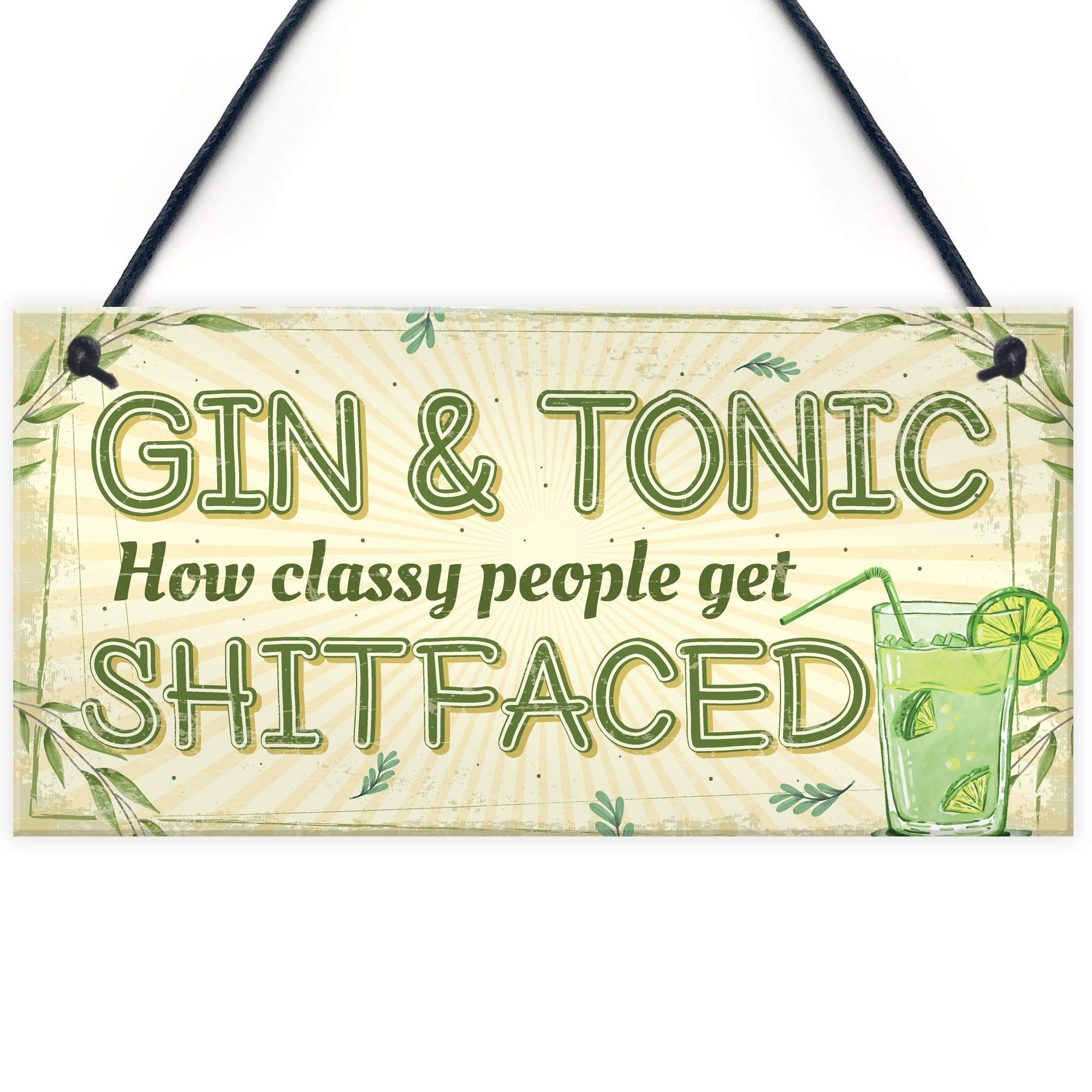 Red Ocean Funny Gin & Tonic Gift For Gin Lovers Hanging Alcohol Kitchen Bar Pub Novelty Plaque Sign