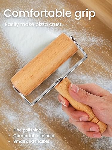 Miniatura 6 de Rodillo de pizza pequeño, rodillo de masa de madera antiadherente para pastelería, tortilla, pizza, albóndigas de galletas (tipo 2)