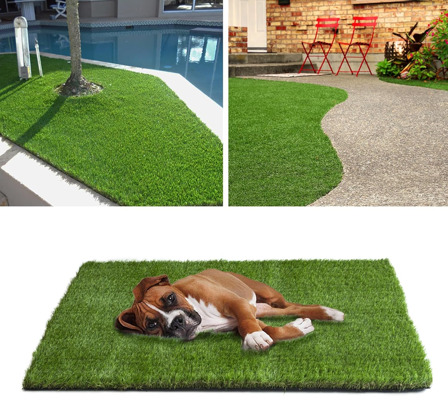 Thick Artificial Grass Astro Turf Rug 4FTX6FT, 1.77 Inch Fake Grass Carpet Outdoor Indoor Dog Grass Mat with Drain Holes, Customizable Realistic Artificial Lawn Garden Landscape Balcony Patio