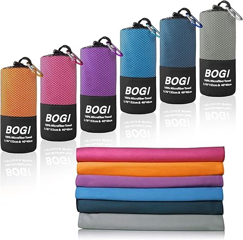 Bogi toalla deportiva de microfibra para viajes- (tamaño S M L XL)-Absorbente Ligero, Suave, Rápido y Antibacteriano, Absorbente y Ultra Compacto -