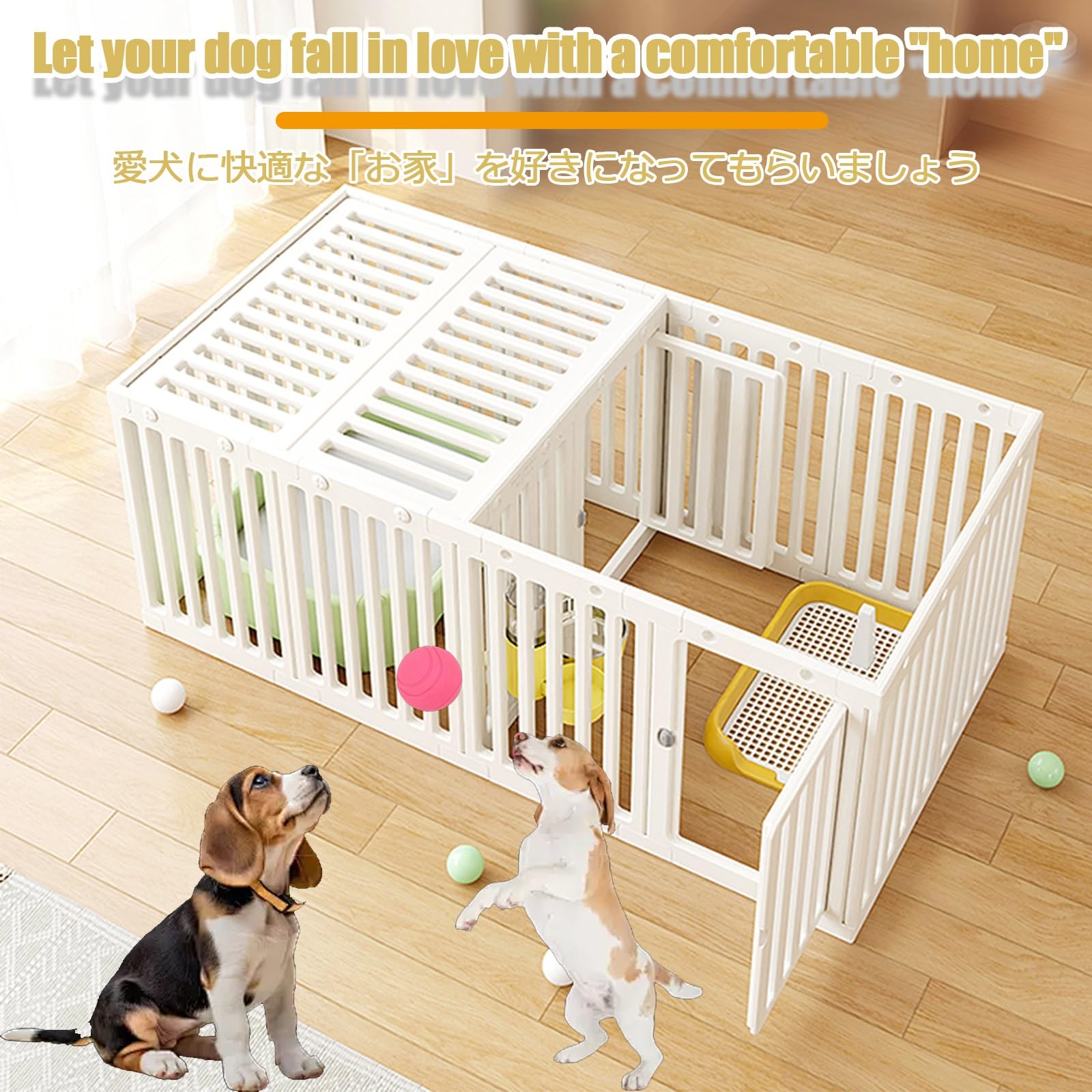 Recinto per Animali Recinto per Piccoli Animali Box per Cani Gabbia per Cuccioli con Cancelletto Recinto per Coniglio Nani da Interno Recinto per Animali Domestici con Porta(55CM,Double Room