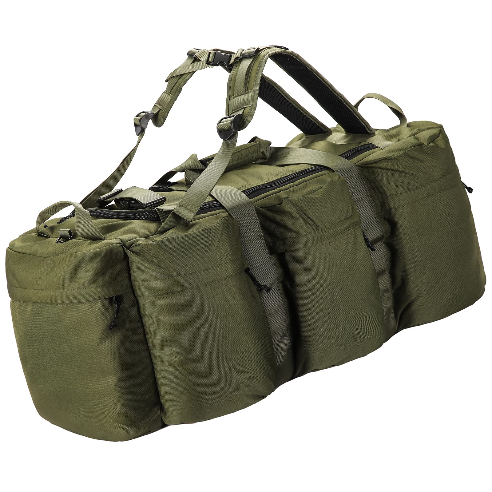 CECKQUE105L Extra Large Size Heavy Duty Duffle Bag for Men, Military Style Large Duffel Bag With Detachable Straps for Travel Camping Storage Green