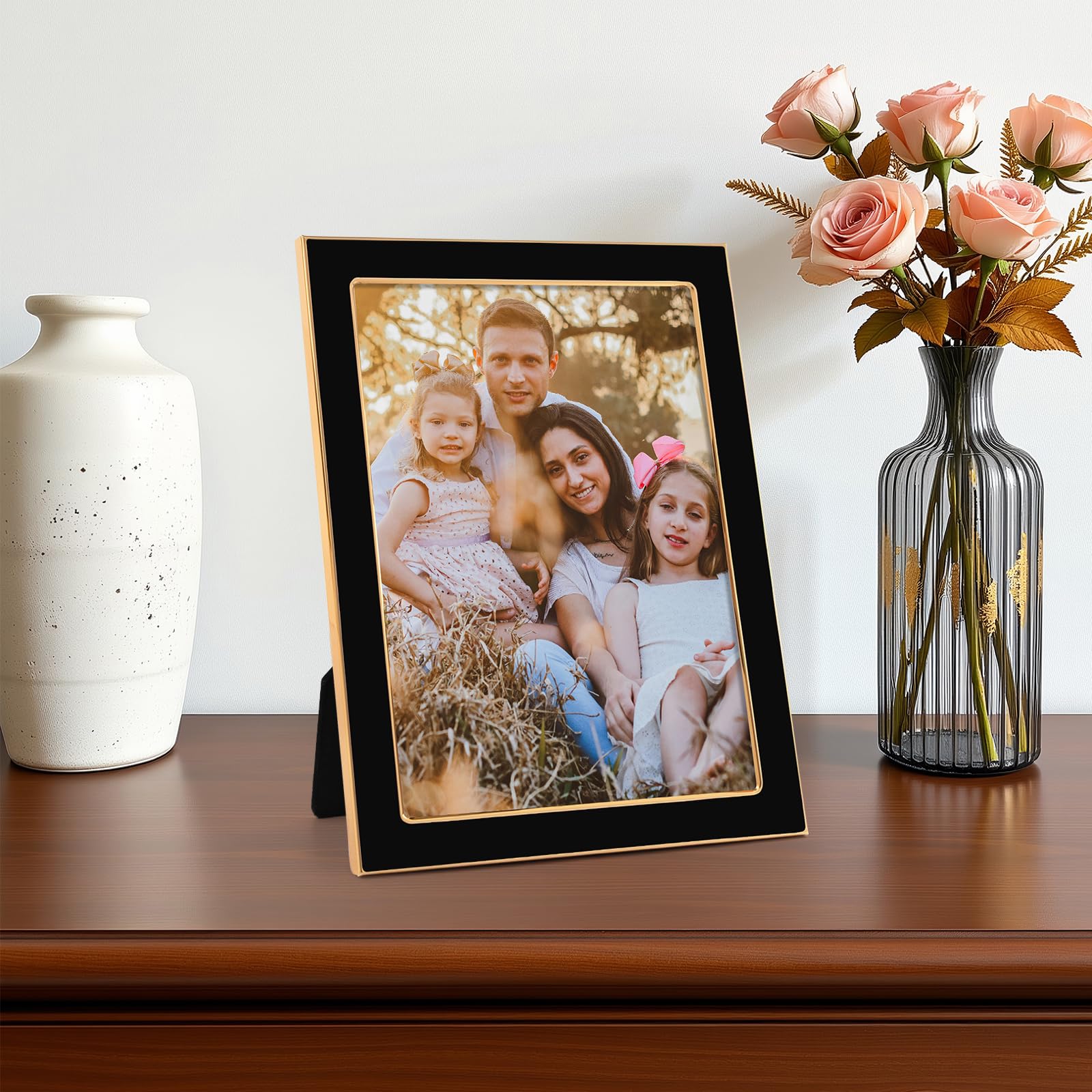 Amazon.com - 5x7 Black Enamel Picture Frames - Metal Gold Edge