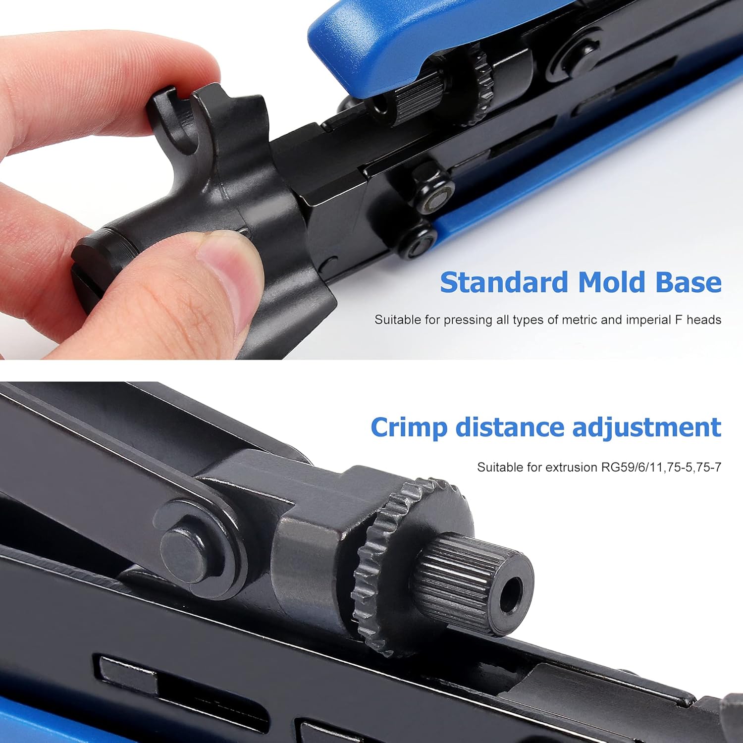 Knoweasy Coaxial Compression Tool Kit: Professional F-Type Crimper for RG6, RG59, RG11 Cables - Includes Coaxial Cable Stripper and 20 F Compression Connectors