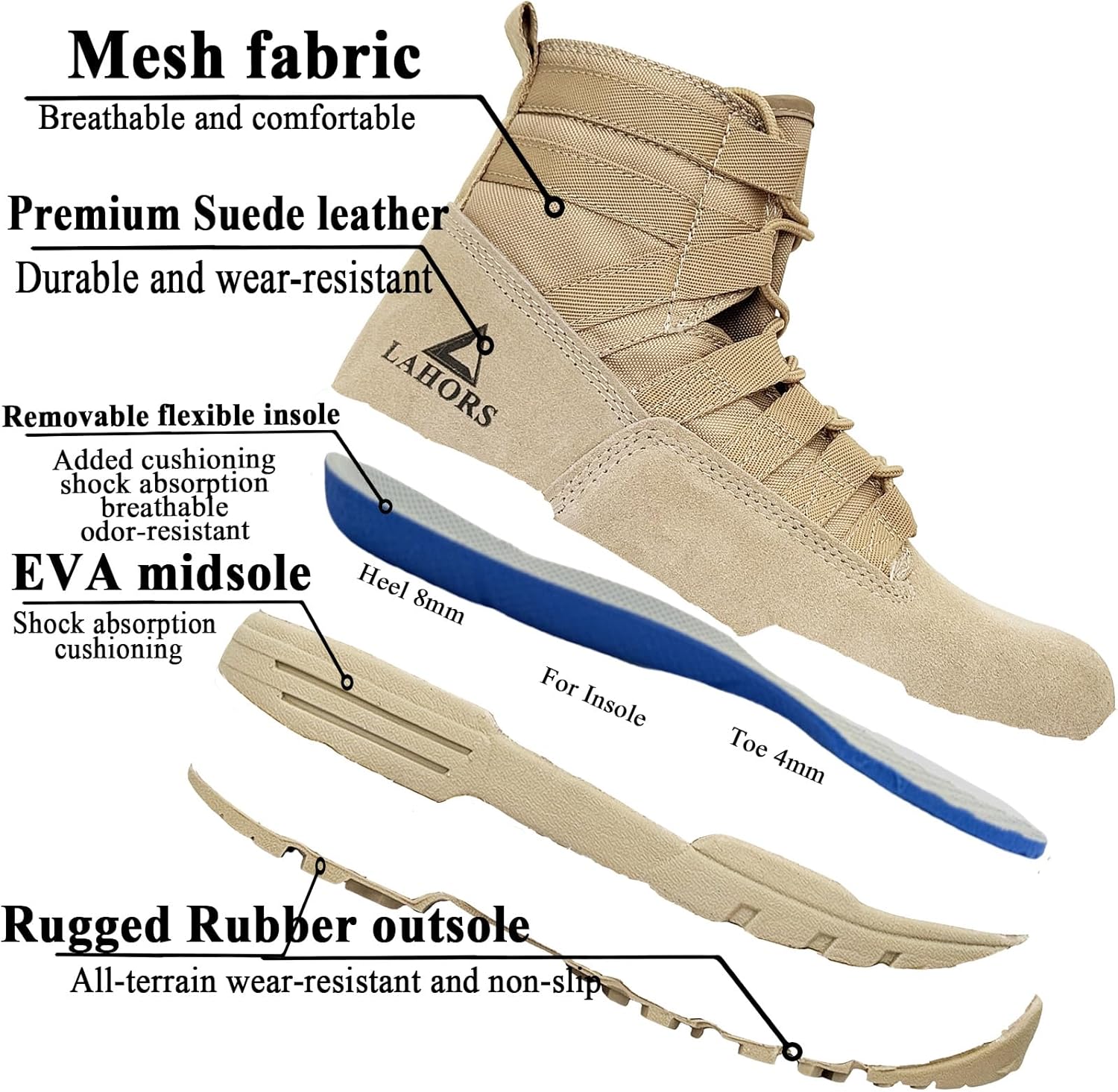 6 Inch Lightweight Military Tactical Combat Boots NonSlip Coyote Men Outdoor Hiking Desert Army Boots Breathable Male Jungle Shoes Man No Zip - Image 2