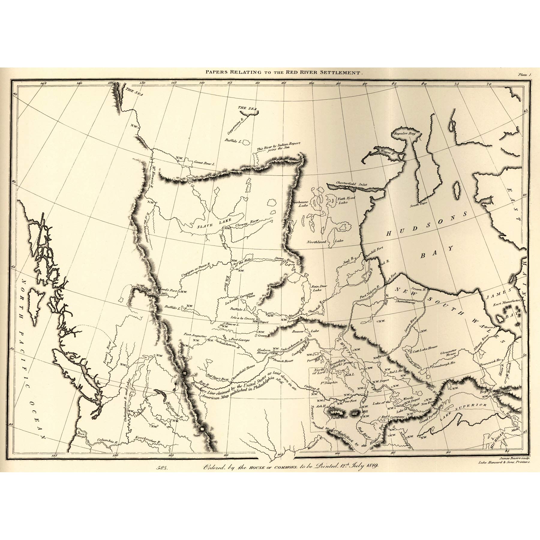 Wee Blue Coo Map Antique North America Canada Hudsons Bay Art Large Art Print Poster Wall Decor 18x24 inch