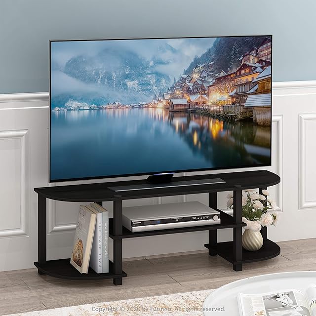 Furinno Turn-S-Tube Wide TV Entertainment Center, TV Unit, TV Stand, Espresso/Black