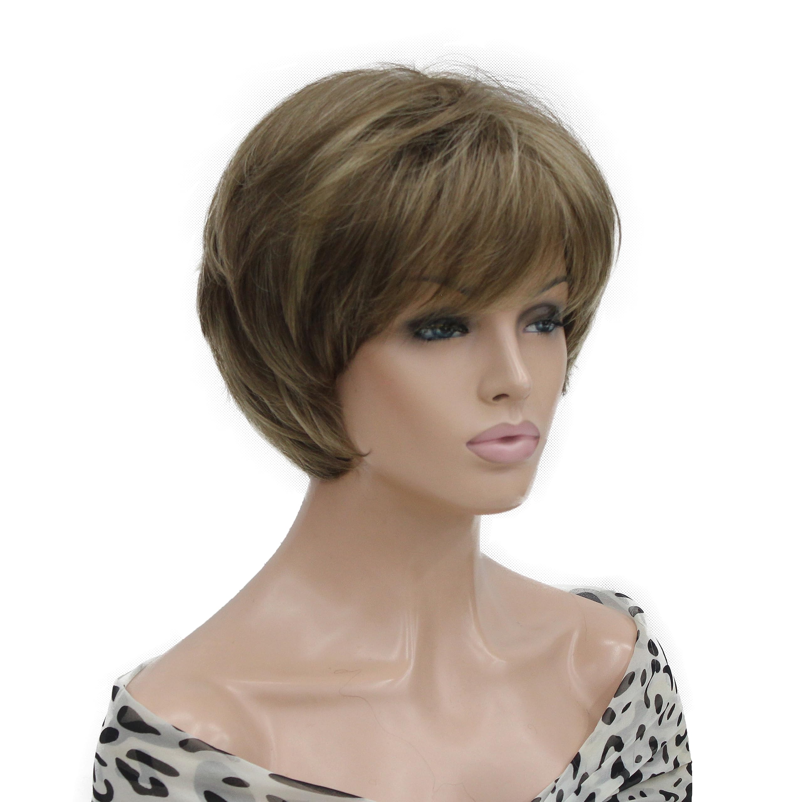 Lydell 8-10" Short Layered Shaggy Heat Resistant Synthetic Wigs AB607 Brown Mix - Image 2