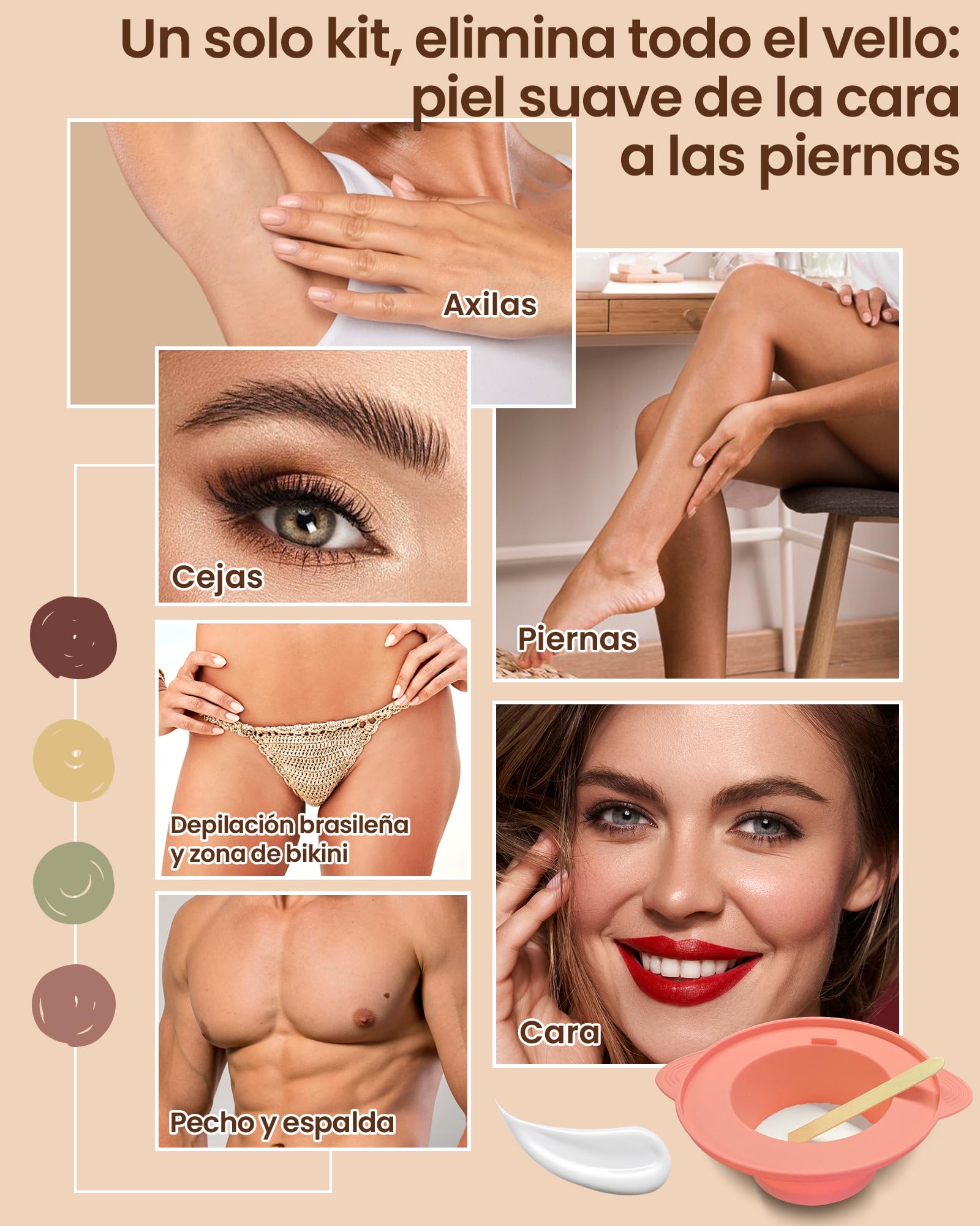Calentador de Cera Depilatoria - Maquina Cera Caliente Depilacion con Visualización Temperatura Depilacion en Casa para Cuerpo Completo, Cejas, Faciales, Bikini, Piernas, Axila para Mujer y Hombre