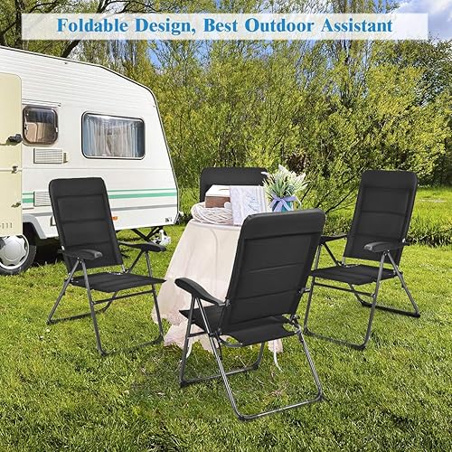 Miniatura 9 de Giantex Juego de 2 sillas de patio, sillas plegables con respaldo ajustable, sillas de cabestrillo al aire libre para bistro, cubierta, patio