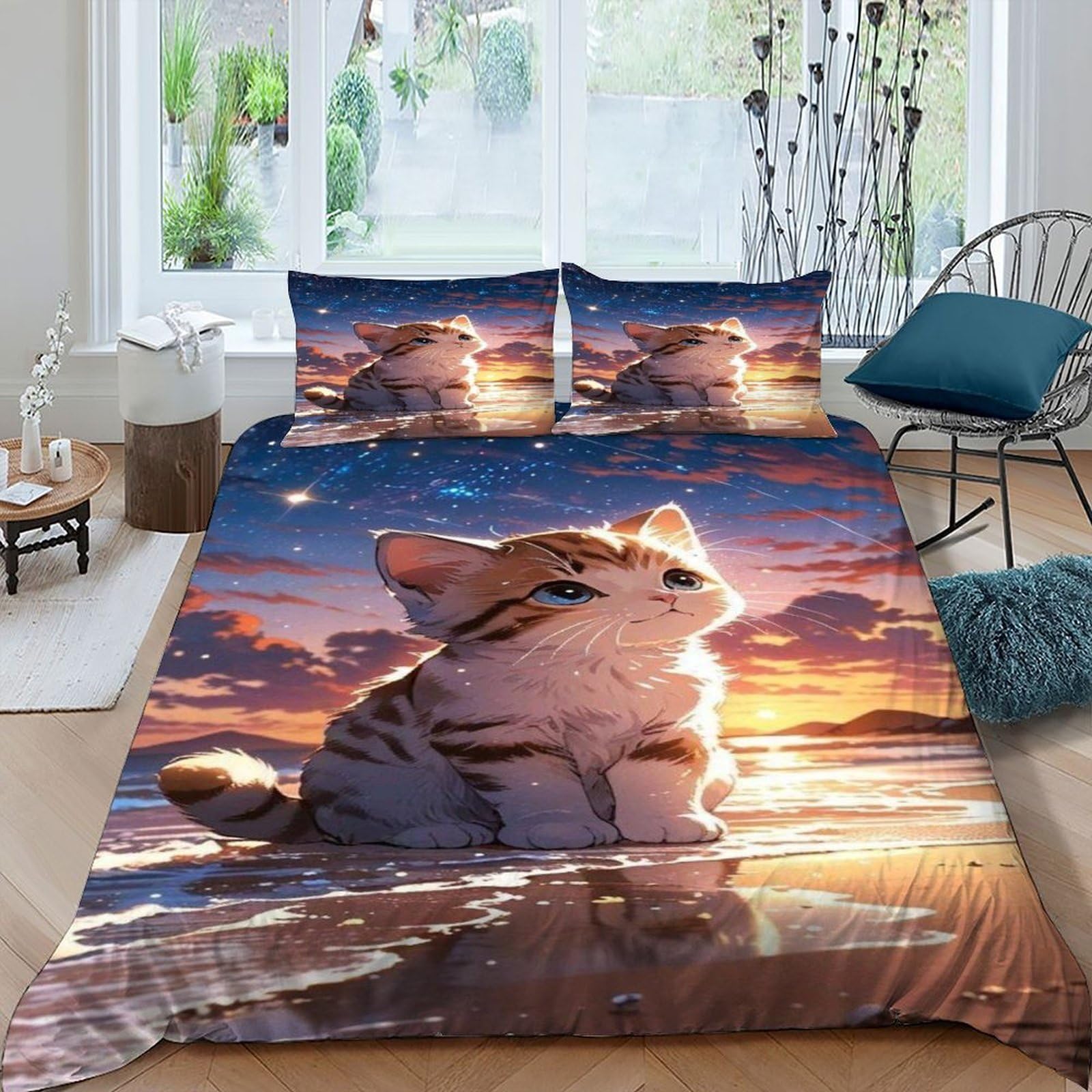Housse de couette chaton 3D microfibre pour en finir avec le linge de lit rêche et terne