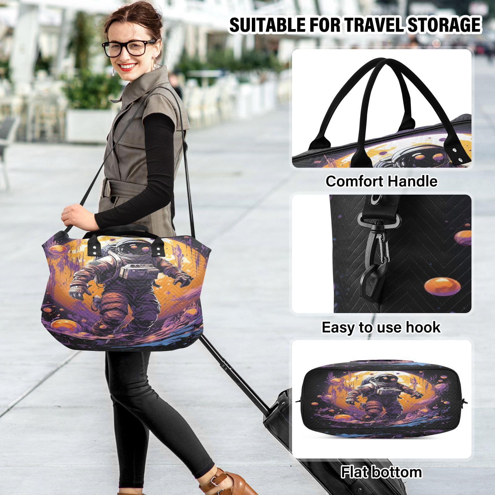 Astronaut Kosmischer Raum KüNstlerisch Sporttasche Handtasche mit Make-up Aufbewahrungstasche Badetasche für Reisen Mädchen Männer