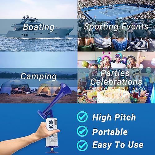 Miniatura 5 de Bocina de aire de mano, sonoros de estadio de aluminio súper ruidosos para eventos deportivos, bocinas de bomba de aire portátiles y de señal