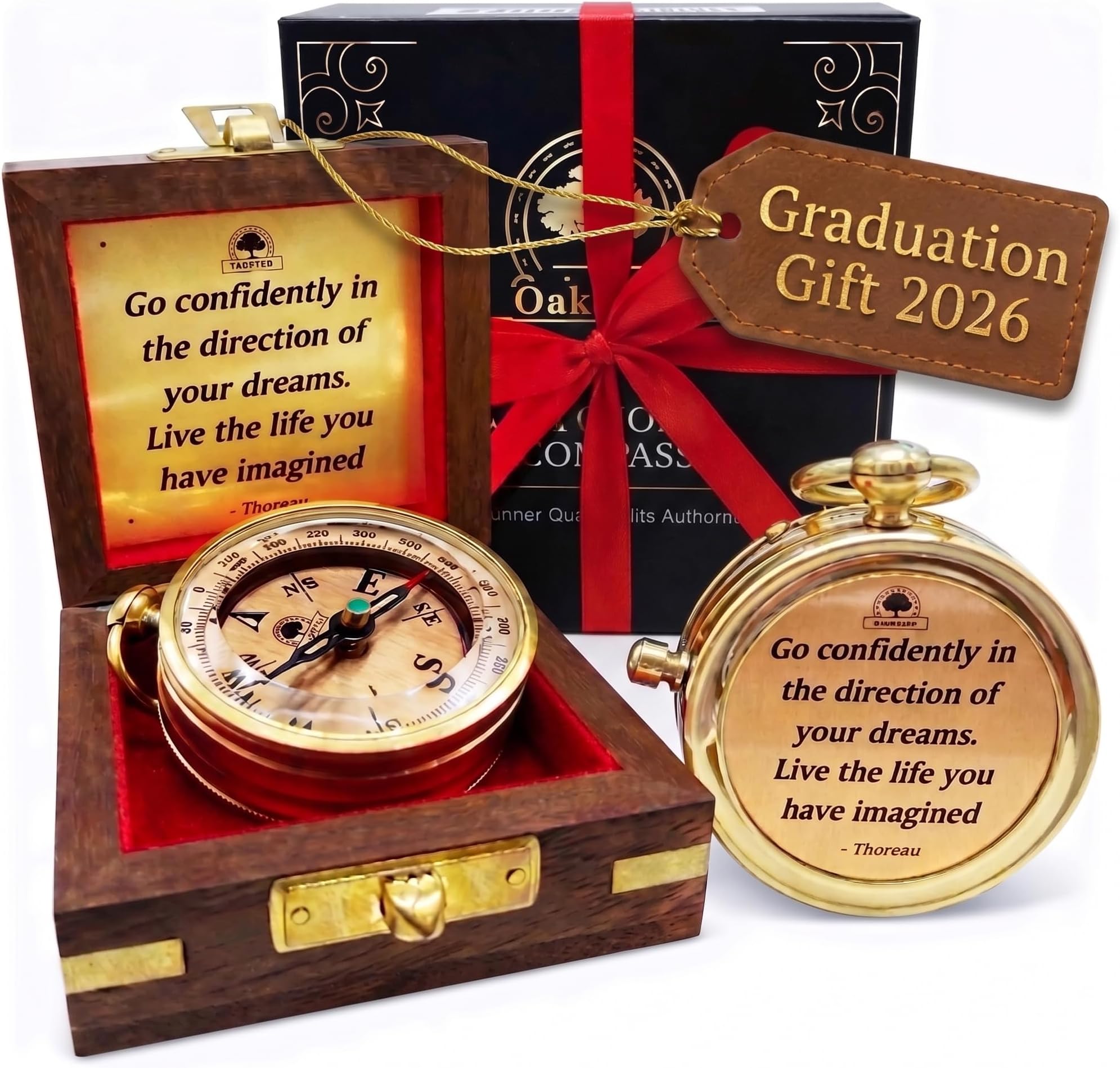 The Dream Chaser Compass - Go Confidently -2026 Unique Graduation Gifts for Him, College, High School, Cool Birthday Gift Idea for Son, Boys, Motivational Greeting Card Included