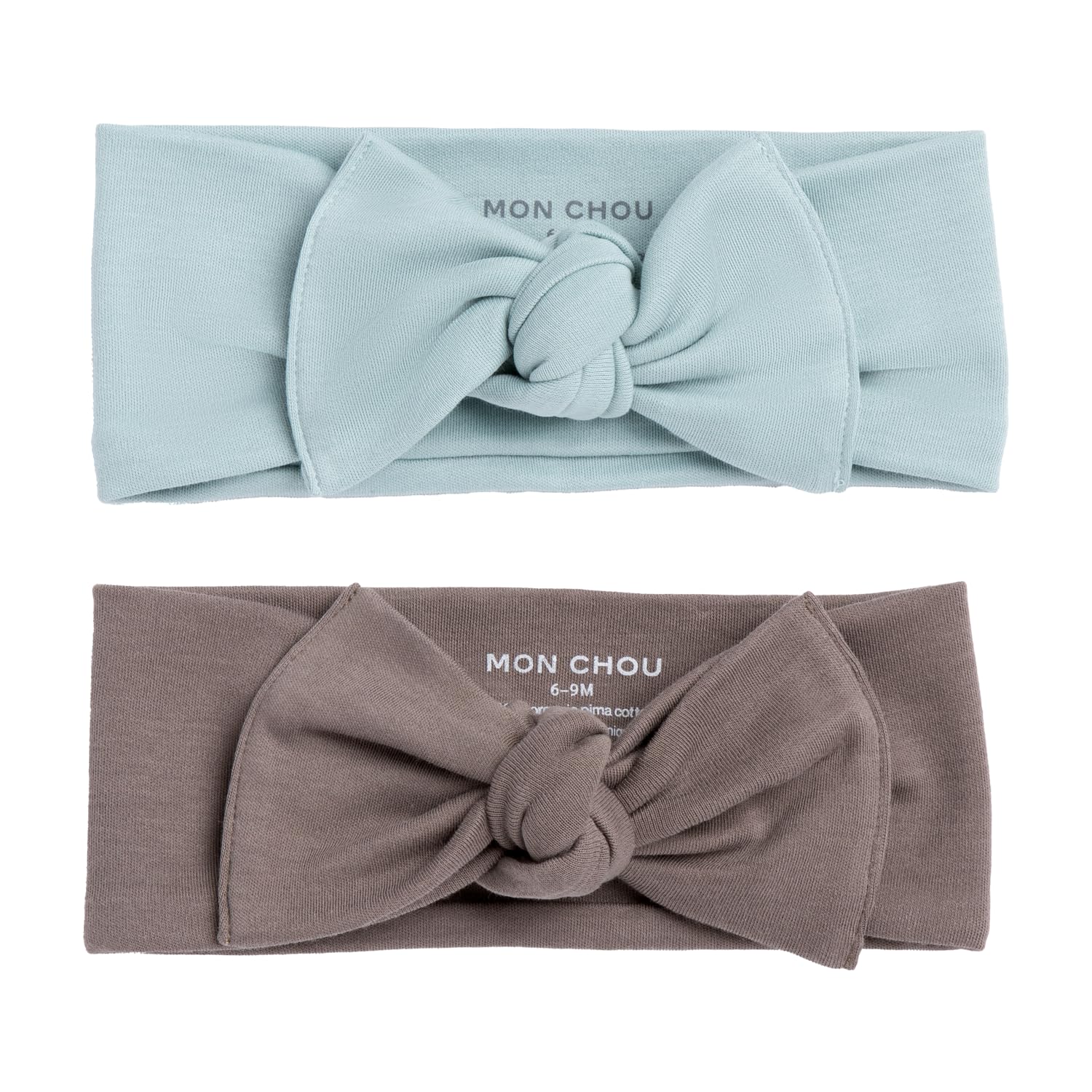 Baby Bow for Girls, 100% Organic Pima Cotton Jersey Headband, Hair Accessory for Newborn Infant Toddler Kid, Adjustable Super-Soft Head Wrap-Sizes 0-3 Months