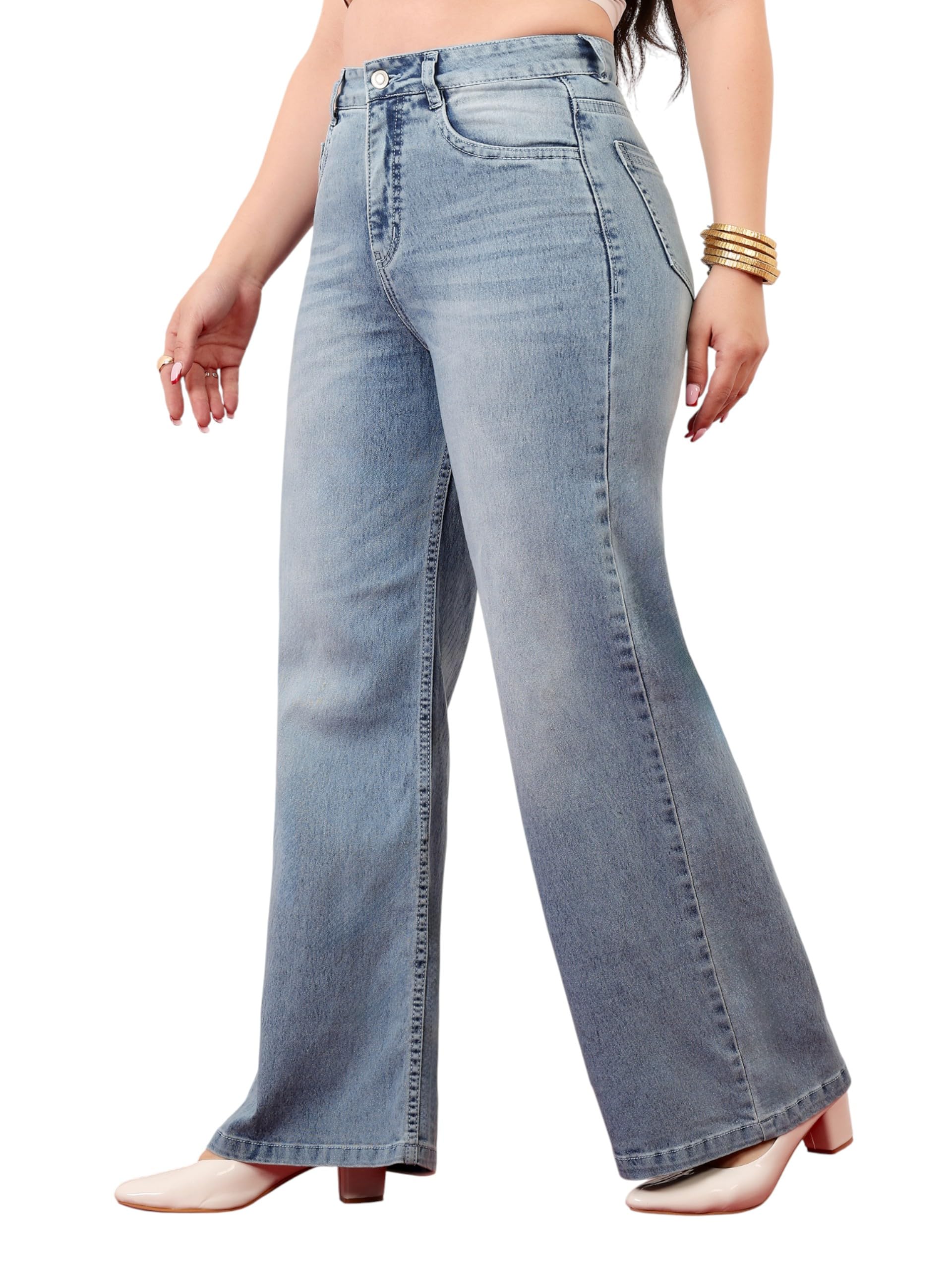 miss chase a+ Women's Bootcut High Rise Regular Length Stretchable Denim Jeans-picture-19