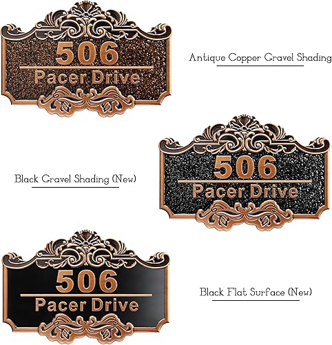 Vista 87 de Placa de dirección personalizada para vivienda con números fundidos de 12 pulgadas para exteriores, placa de identificación de dirección clásico-04