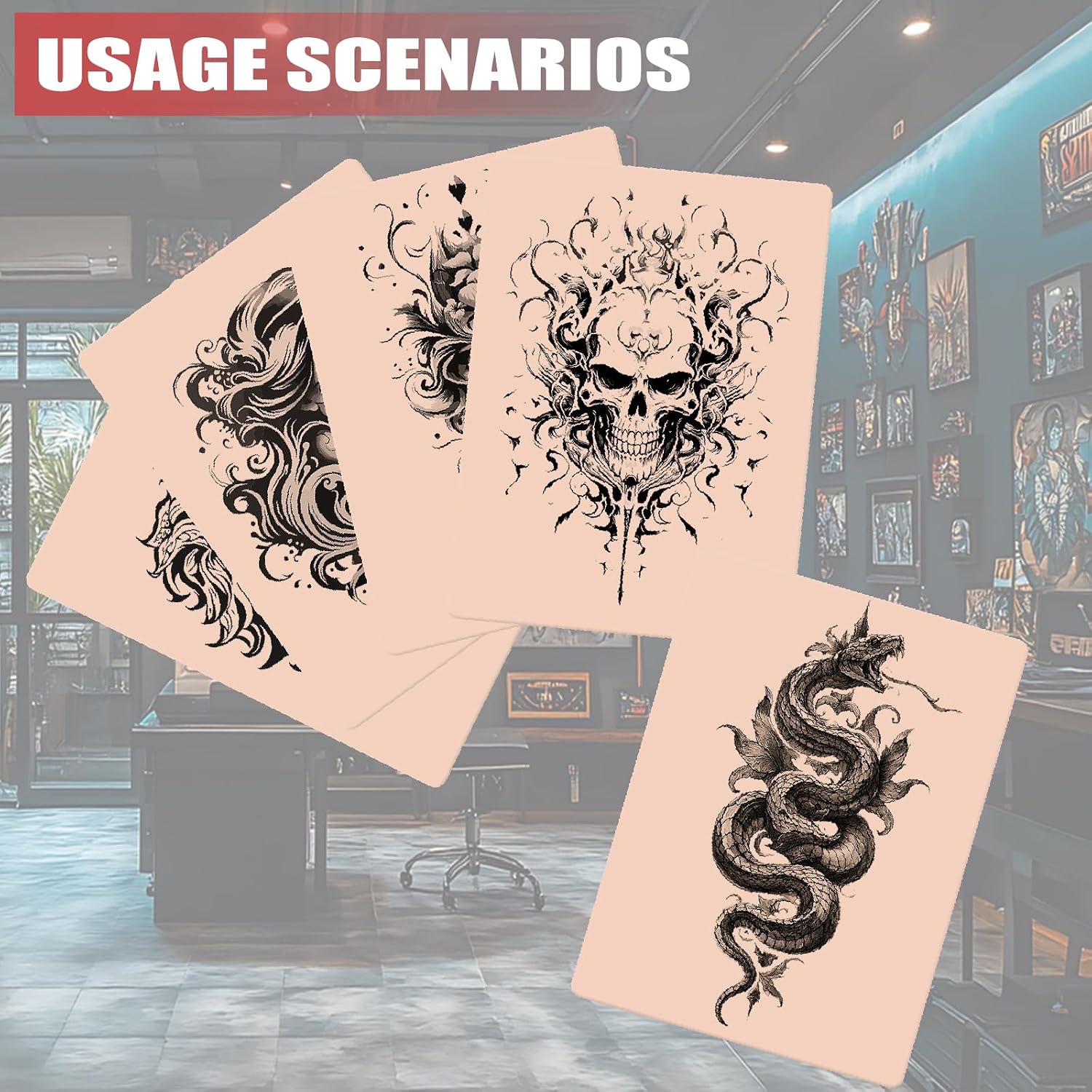 30PCS 2mm Tattoo Skin Practice Kit 10PCS 2mm Tattoo Fake Skins with 20PCS Transfer Papers Piel Sintética Para Tatuar with Stencil Paper