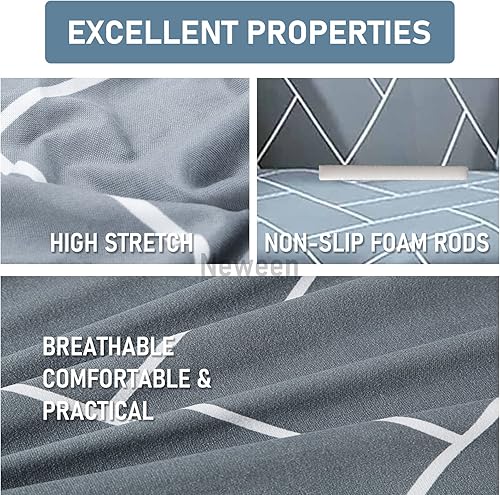 Miniatura 4 de Neween Funda elástica para sofá suave, antideslizante, protector universal de muebles con 1 funda de almohada y varillas de espuma, funda lavable
