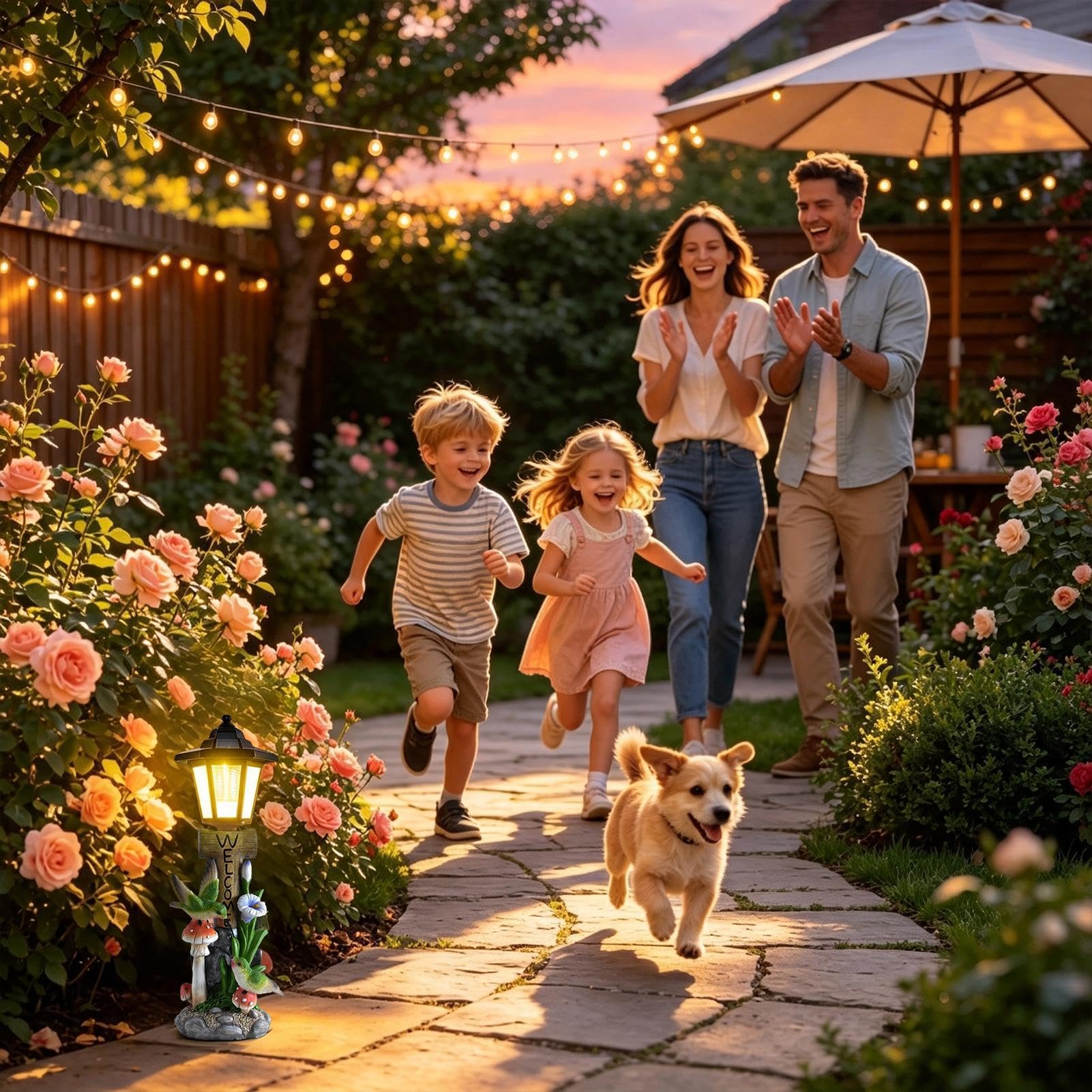 Las Estatuas Solares de Jardín Figura de Resina Resistente a la Intemperie | Estatua solar LED Para Balcón, Porche, Patio, Jardín, Pasillo, Patio Trasero,