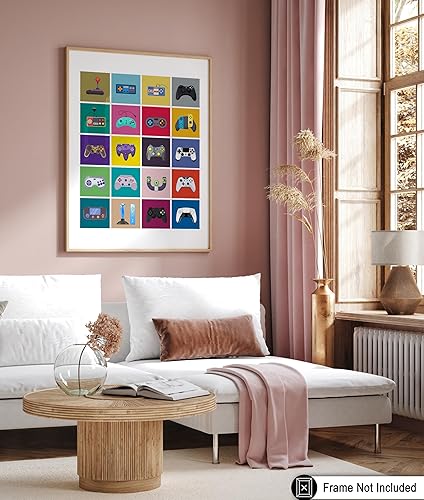 Miniatura 6 de Monem Art - Póster de control de videojuegos, diseño de pared de consola de juegos retro o decoración de dormitorio de niños, arte pop art o