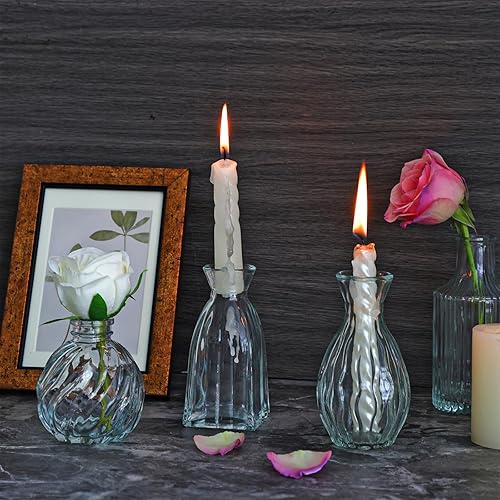 Miniatura 7 de CEWOR Juego de 24 jarrones de cristal, pequeños jarrones para flores, jarrones transparentes para centros de mesa, mini jarrones de flores a granel