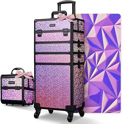 Vista 86 de BYOOTIQUE Cosmetology - Estuche rodante para almacenamiento de uñas, carrito de almacenamiento para maquillaje, maleta de peluquería de viaje