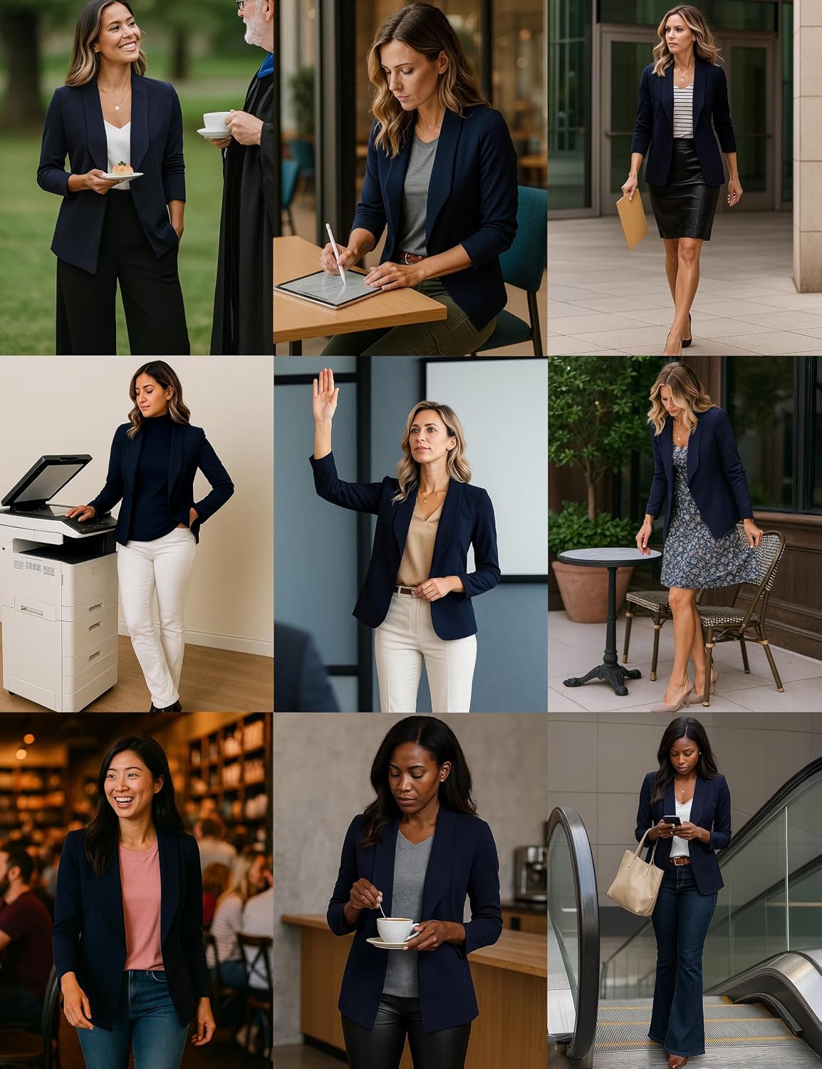 Tralilbee Women's Blazers Long Sleeve Open Front Work Office Suit Jackets Blazer S-XL