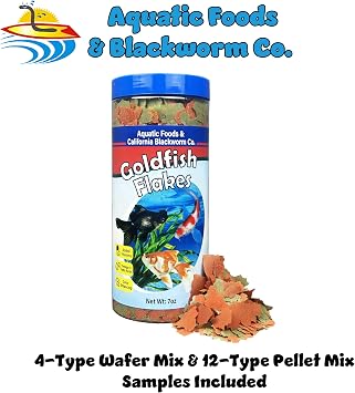 Goldfish Flakes, 42% Protein Premium Goldfish Flakes for Aquarium and Pond Fish. Also Good for Koi 7.0oz Canister