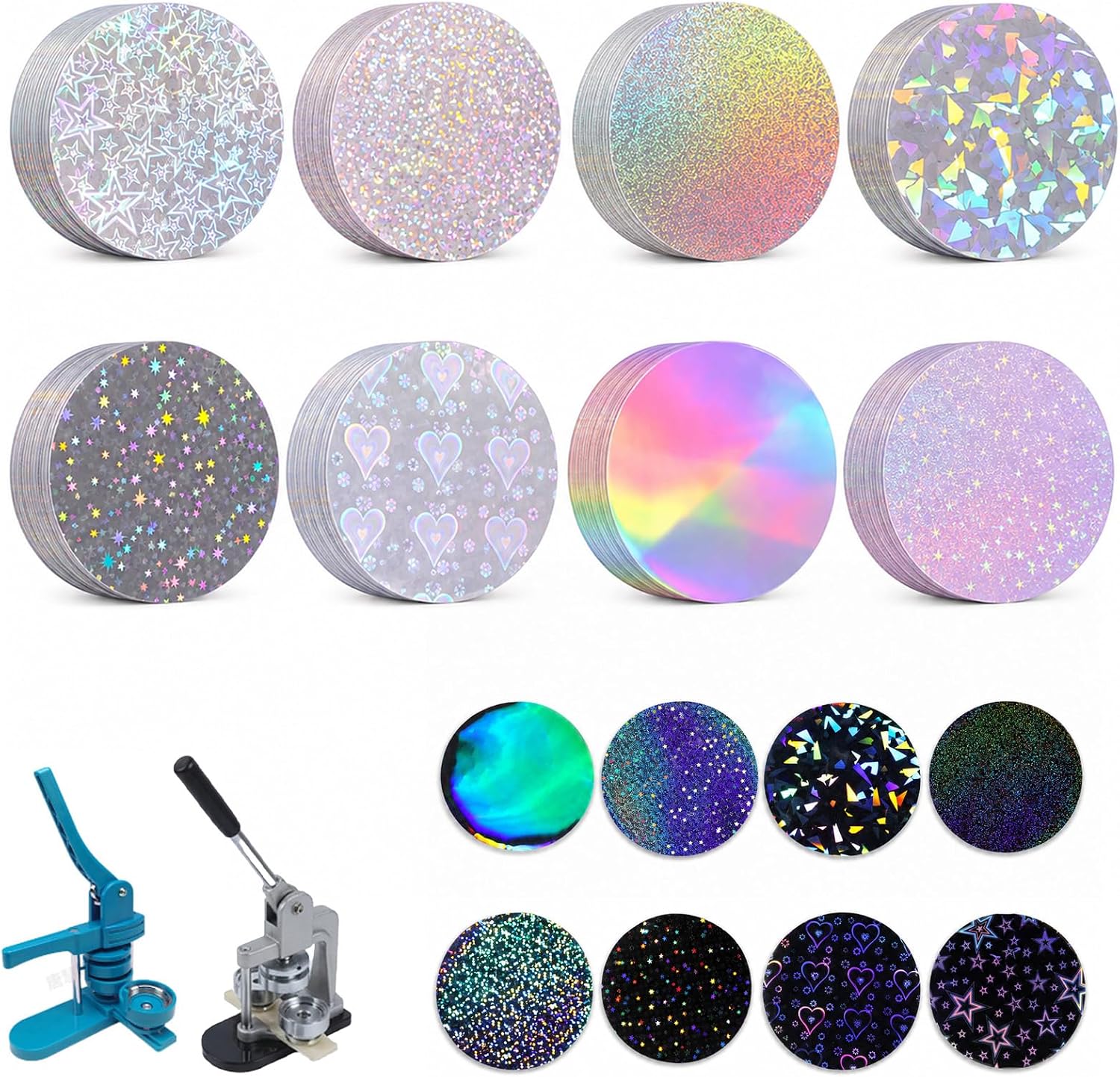200Pcs Pin Maker Supplies, 8 Styles Button Making Supplies 2.76 Inch(70 mm)