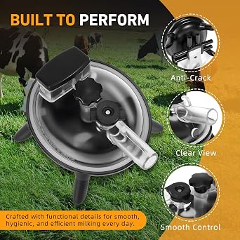 Cow Milking Cluster with 4 Teat Cups, 240CC Milk Claw for Vacuum Pump Milking Machine, Silicone Stainless Steel Milk Cup Set for Cattle, Goats, Sheep, Dairy Farm Milker Equipment