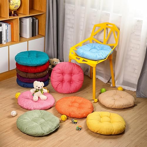 Miniatura 3 de Cojines redondos de piso de 15 pulgadas para niños y niños pequeños, asiento flexible para muebles de aula, almohada de piso de 3.5 pulgadas de