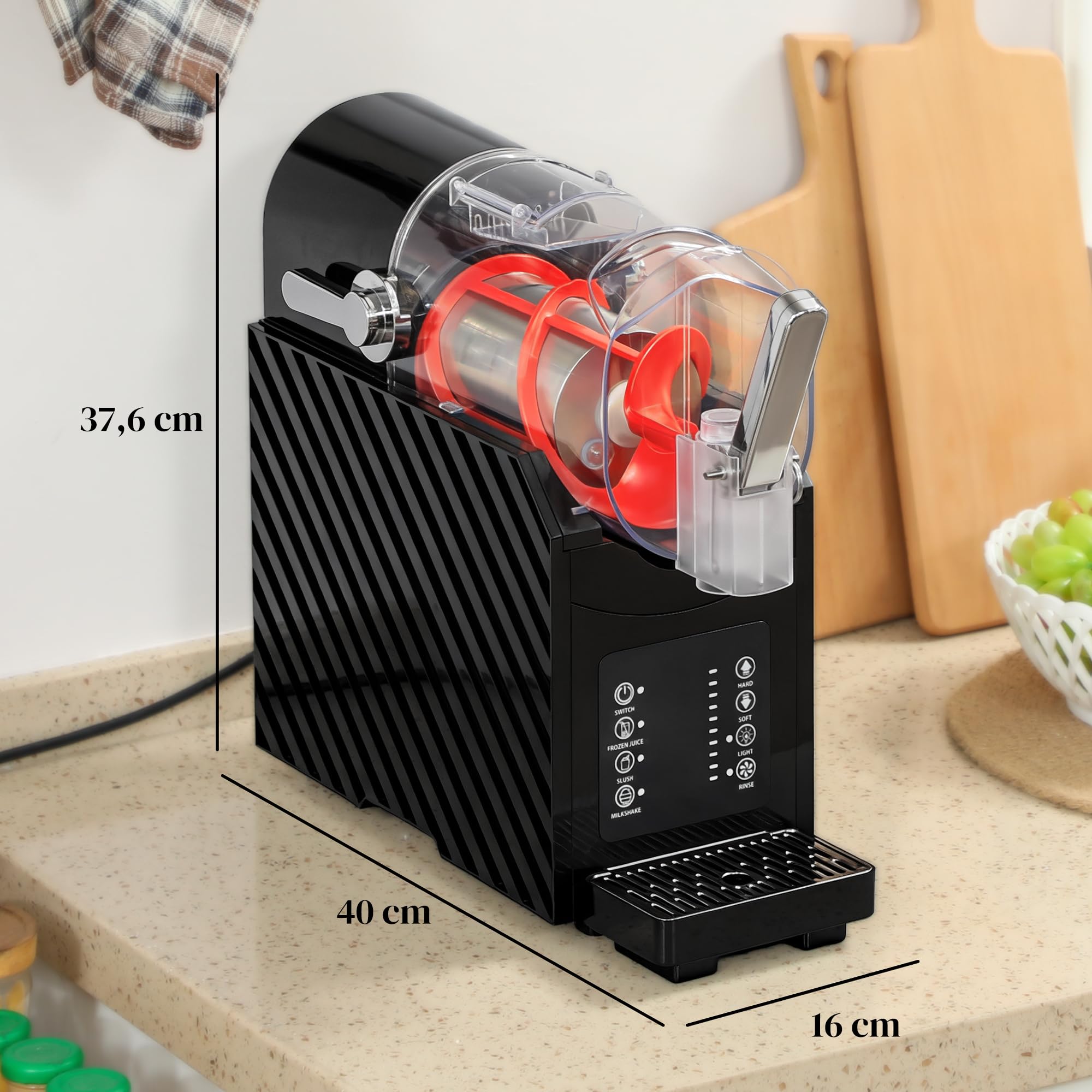 HOMCOM Slush Maschine 1,8 L mit 3 Programmen Selbstreinigung LED-Display Slushy Machine für Zuhause Eis Maker Schwarz