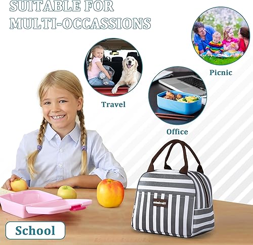 Miniatura 6 de Tirrinia Bolsas de almuerzo para mujeres y niños, bonita bolsa de almuerzo escolar aislada para niñas, lonchera moderna para adultos, bolsa de