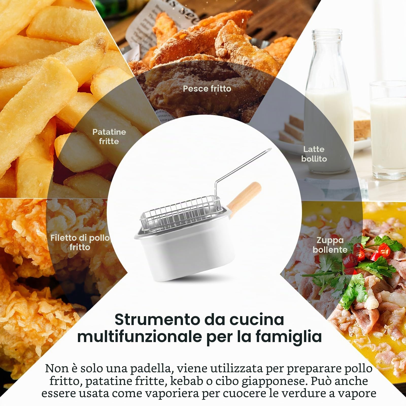 Padella di frittura in acciaio inossidabile in pentola friggitrice con cesto e maniglia padella profonda quadrata con coperchio multifunzionale friggitrice per friggibili pollo e patatine xiangbaoshan