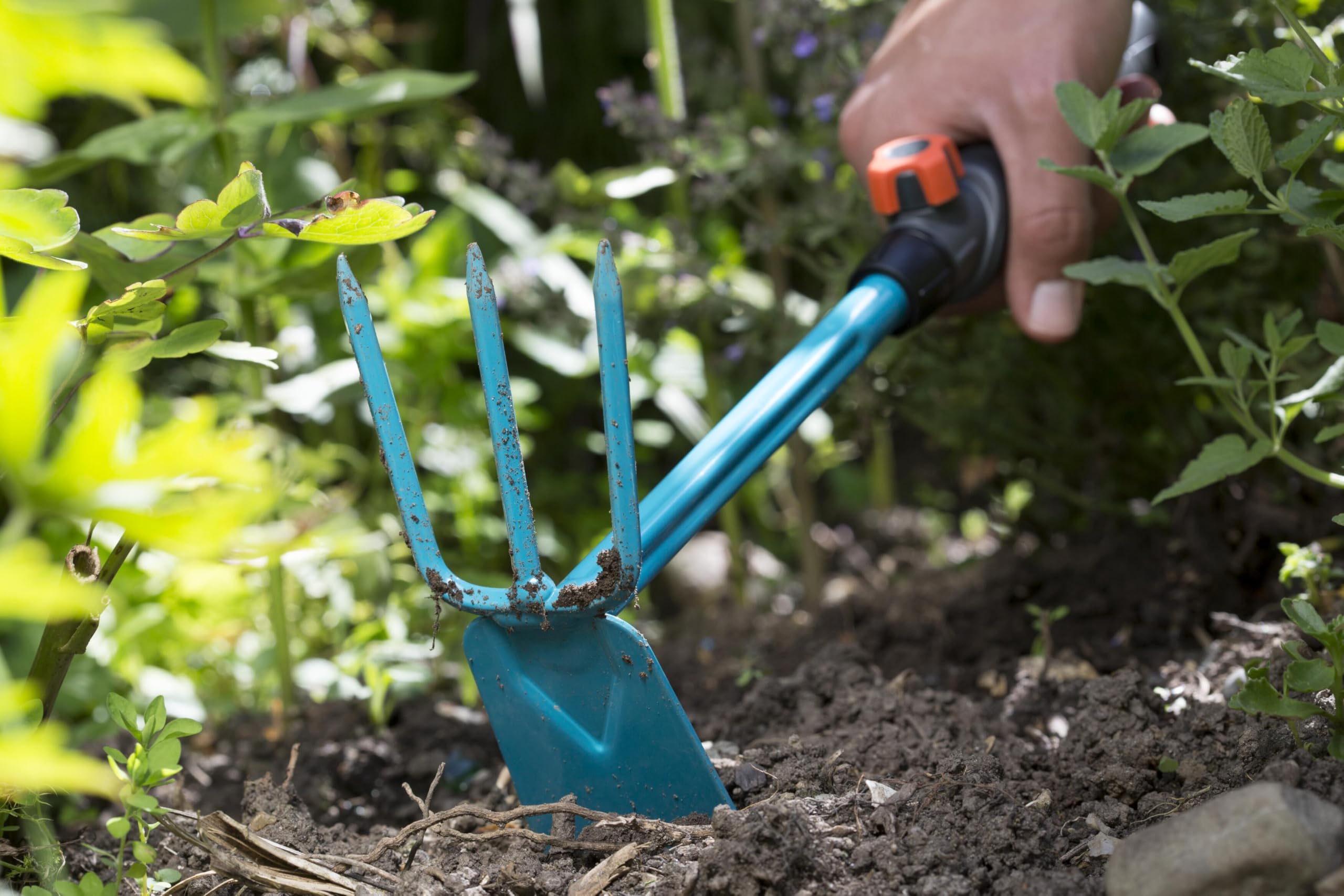 Gardena combisystem motyczka sercowa: 3-zębowa motyczka sercowa do spulchniania/napowietrzania gleby, szerokość robocza 6,5 cm, ergonomiczna rękojeść, zabezpieczenie przed korozją (8915-20)