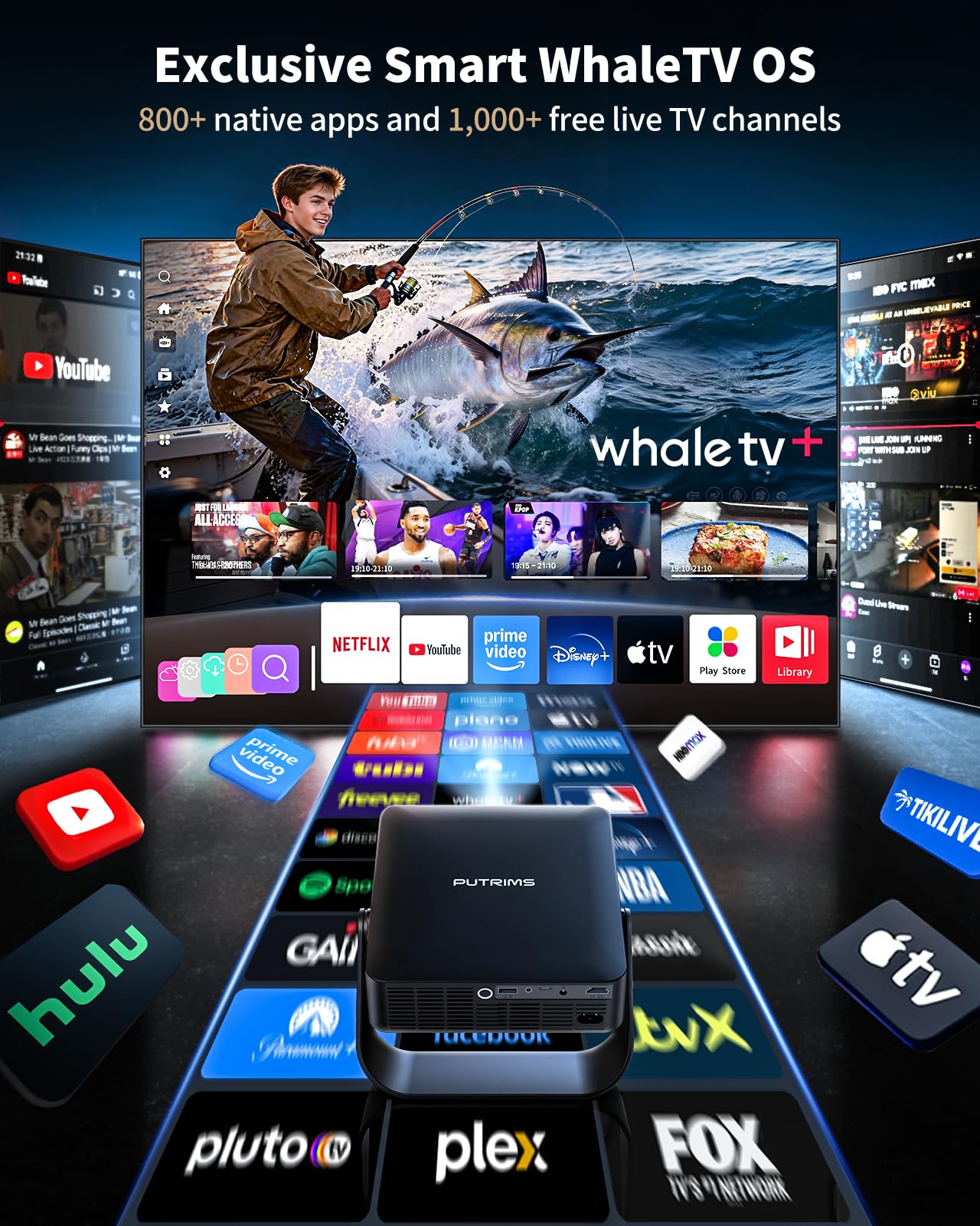 Smart Projector【Officially-Licensed Apps/Live TV】 Mini Projector