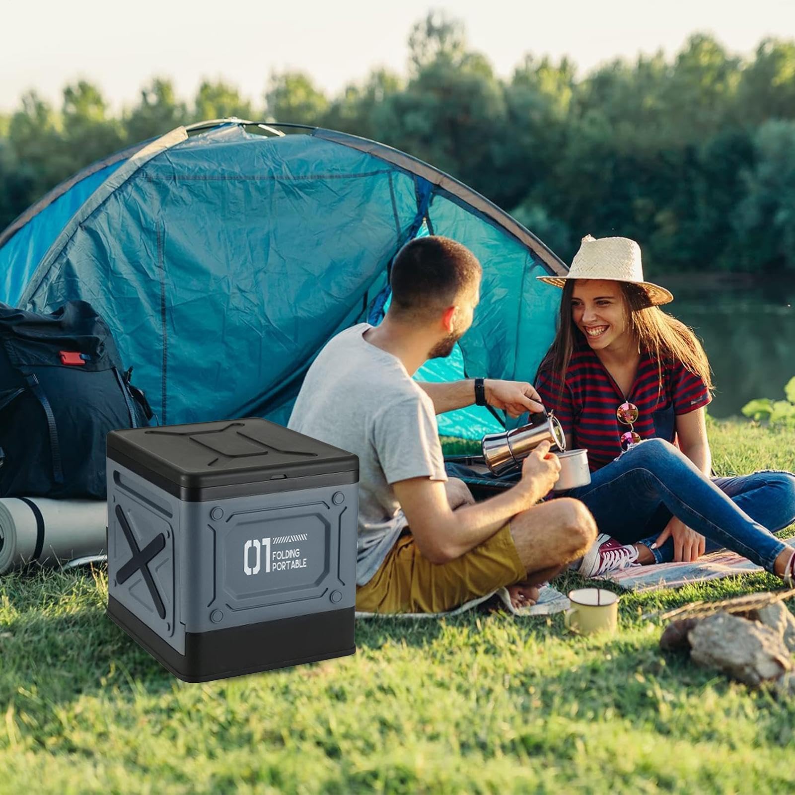 Camping-Toilette – zusammenklappbares, tragbares Töpfchen, reisefreundlich, kompaktes Design, robuster faltbarer Sitz, schnelle Einrichtung, leichte Lösung, Outdoor-Abenteuer, Wandern, Angeln