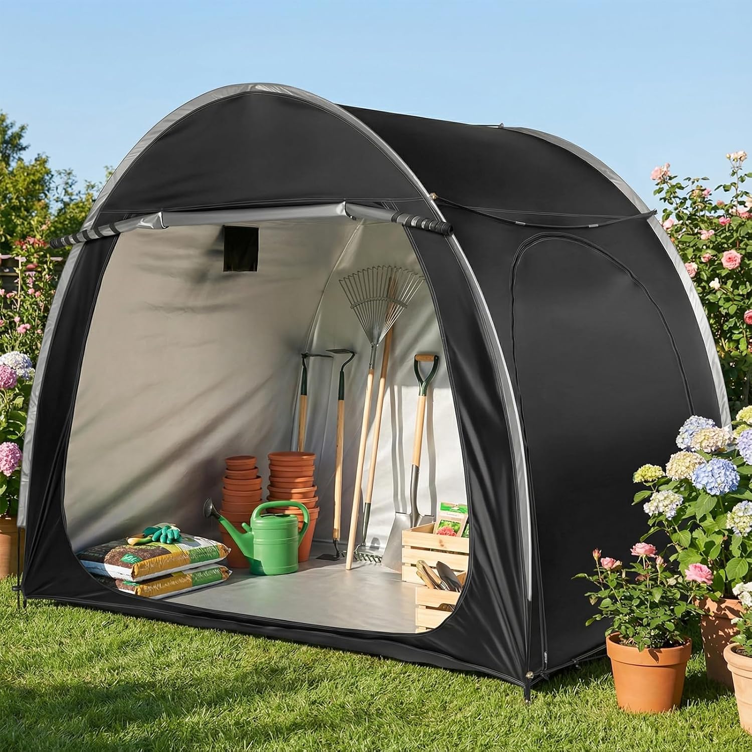 Outvita Bike Tent, Outdoor Portable Bicycle Storage Sheds with 210D Oxford Fabric PU4000 Waterproof Cover for 2-3 Bikes, Storage Cover Shelter for Motorcycle,Garden Tools,Toys,Lawn Mower