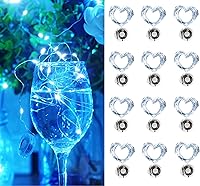 Vista 8 de Guirnalda de luces multicolor de Navidad parpadeantes, funciona con pilas, 3 modos, 20 LED, 12 paquetes de luces de luciérnaga estrellada de alambre