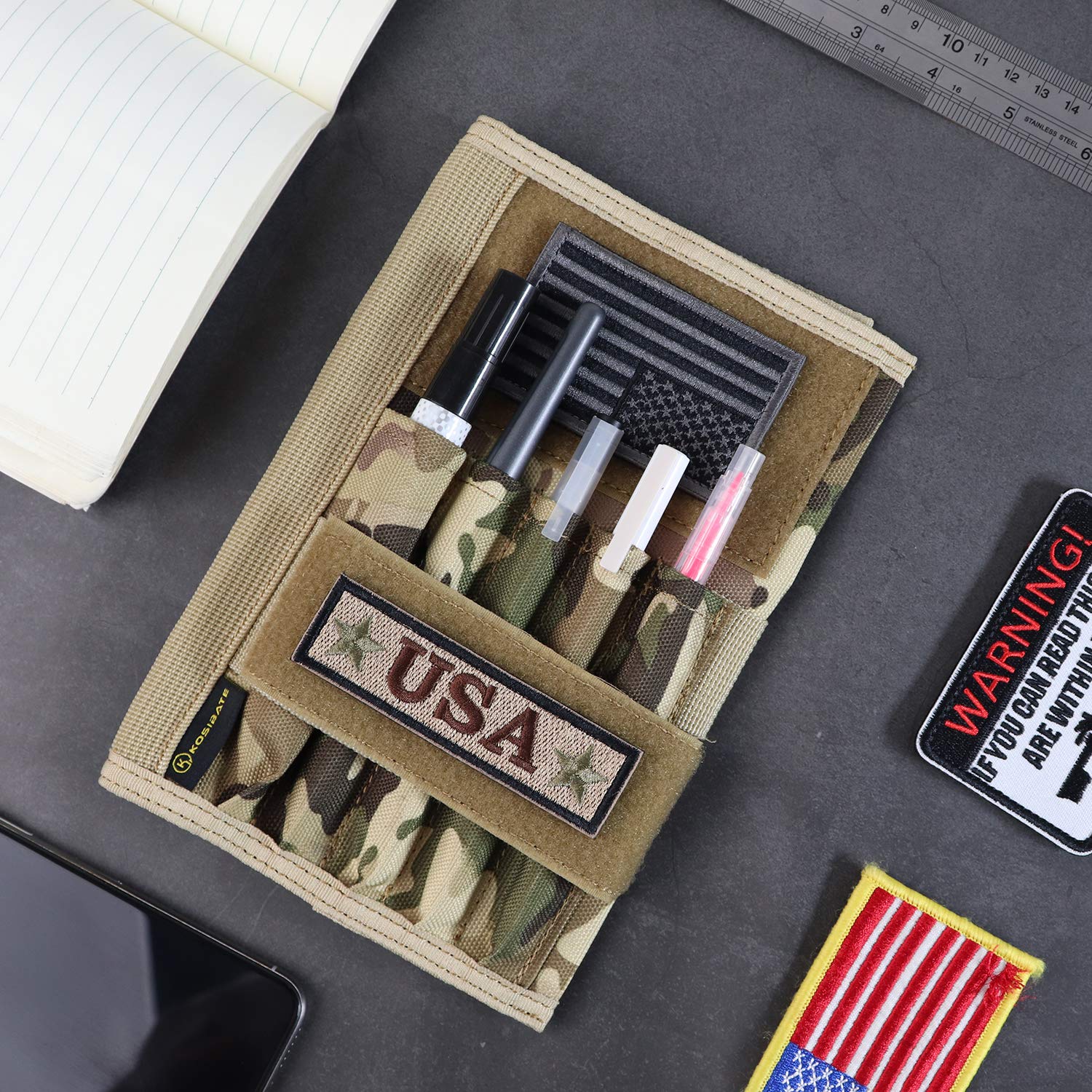 Kosibate Tactical Notebook Cover, Military Army Leader Book Cover, 8x5