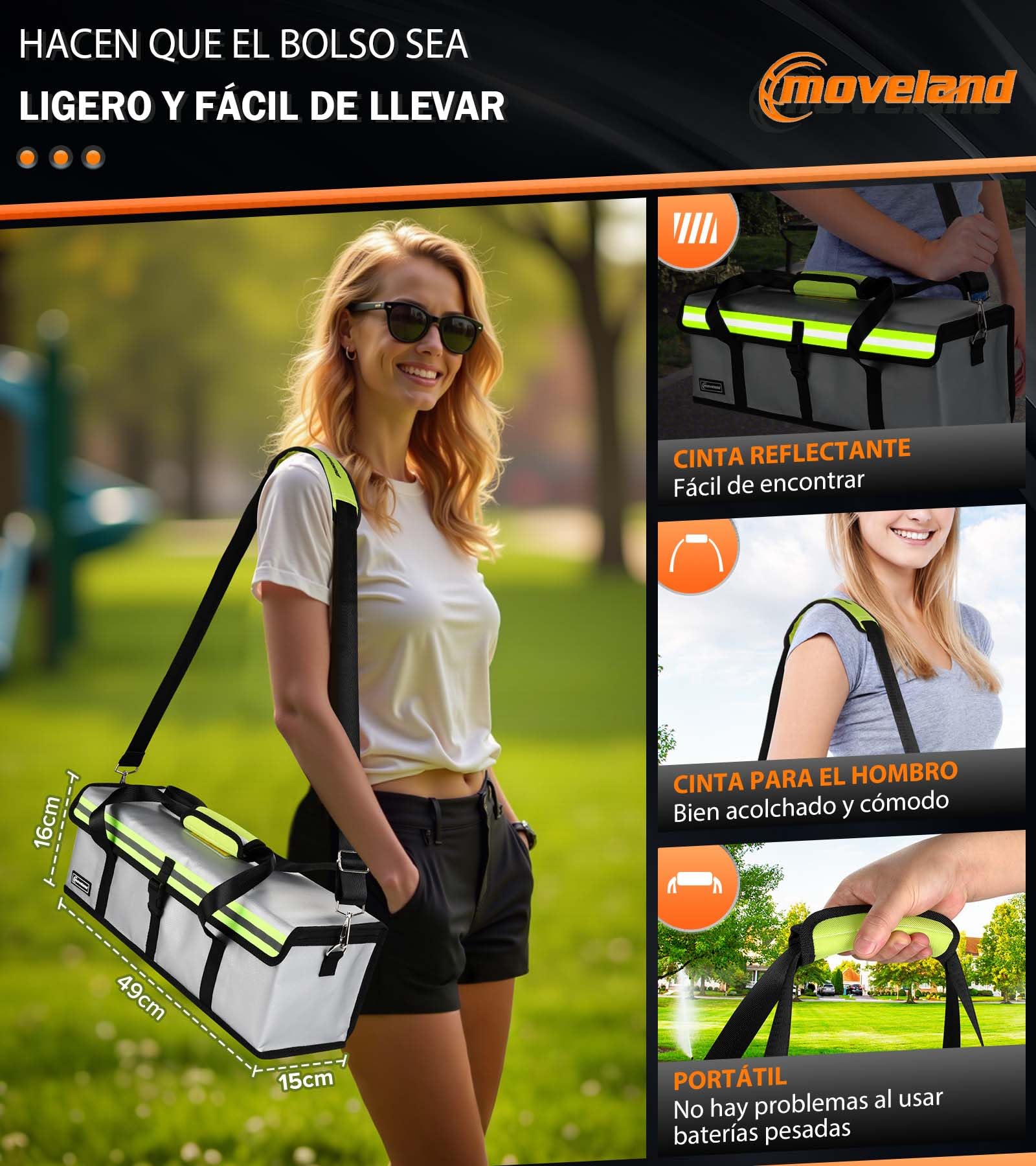 moveland 2 piezas de bolsa de batería de e-bike ignífuga, hasta 1400 °C - Bolsa de batería protegida contra explosiones, 49 x 15 x 16 cm - Caja de protección contra incendios para batería de e-bike de