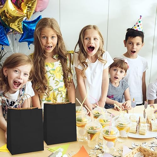 Miniatura 7 de MOORAY Paquete de 50 bolsas de regalo, bolsas de papel de estraza de 8.7 x 6.3 x 3.15 pulgadas, bolsas de regalo de color sólido con asas para