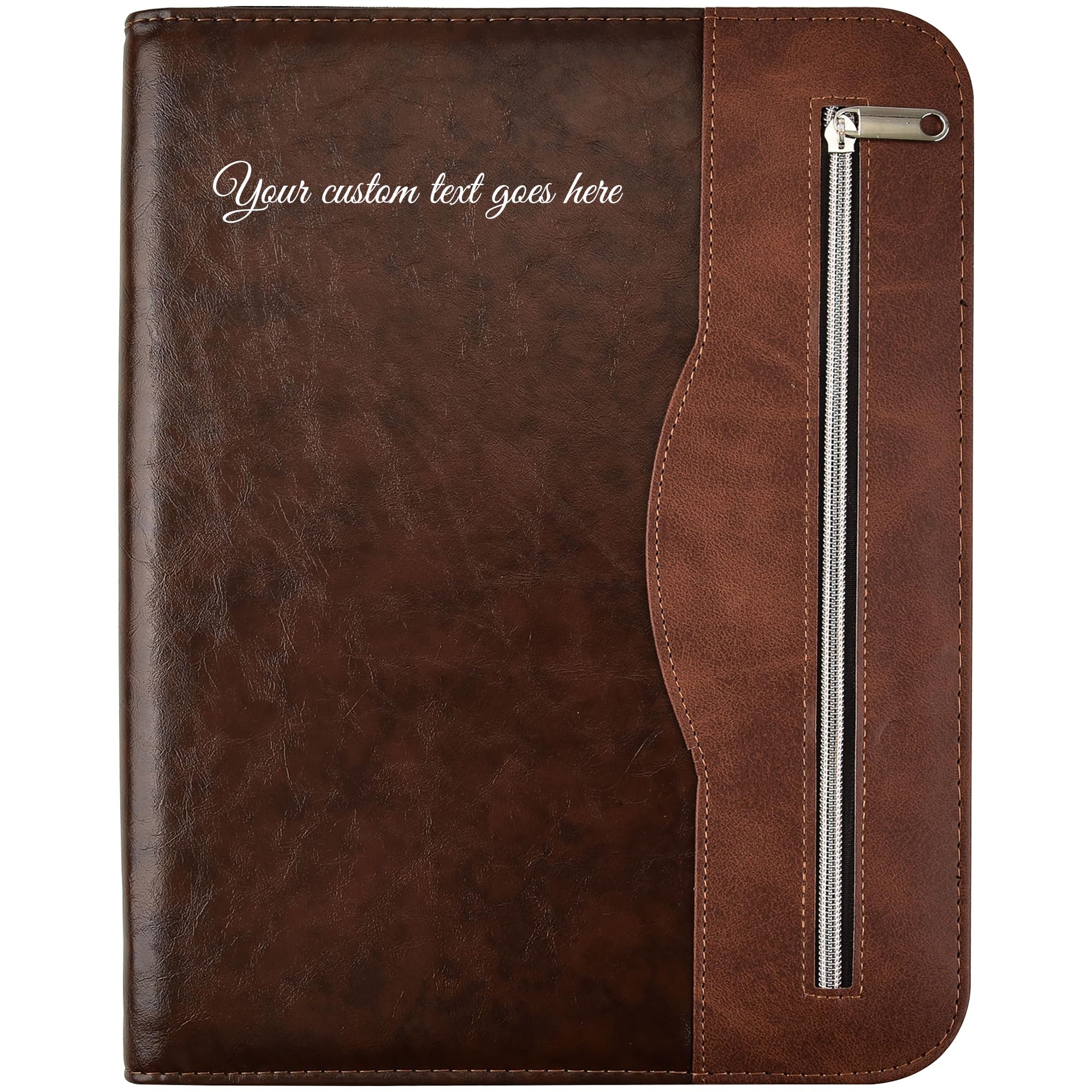Arpan Personalised Text A4 Zipped Conference Folder Executive Portfolio Professional Business Document Case Bag Organiser Faux Leather (CL-512-CD) โ image 1