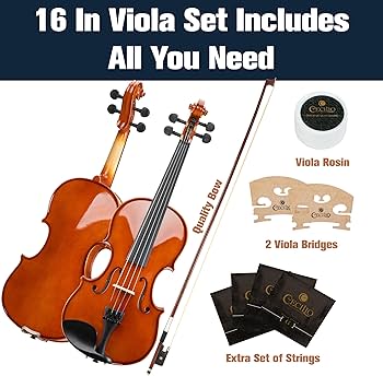 Amazon.com: Mendini by Cecilio 16-Inch Solid Wood Viola Set for